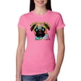 thumbnail image 1 of Pugs and Kisses Cute Dog Neon Rainbow Pug Dog Lover Womens Slim Fit Junior Tee, Hot Pink, Large, 1 of 3