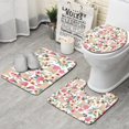 thumbnail image 1 of Pugs and Pioneer Flower Bathroom Rugs Sets 3 Piece,Toilet Cover Set,Absorbent Non Slip Bathroom Mats Sets with U-Shaped Contour Rug Toilet Rug Set, 1 of 5