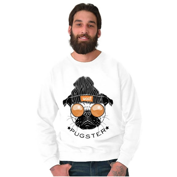 Pugster Hipster Dog Glasses Beanie Unisex Plus Fleece Graphic Sweatshirt Brisco Brands 2X