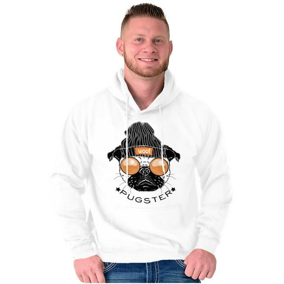 Pugster Hipster Dog Glasses Beanie Unisex Plus Fleece Graphic Hoodie Brisco Brands 3X