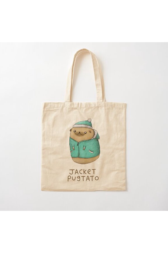 Jacket Pugtato Cotton Tote Bag Canvas Tote Bag, Family Gift For Mother, Her
