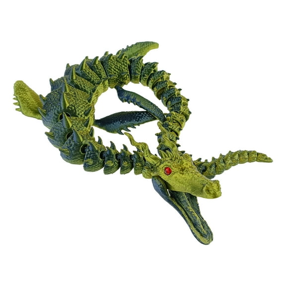 Puhuiying 41CM 3D Printed Articulated Dragon Figurine: Multicolored Crystal Office and Desk Decor with Full Range of Motion(Black)