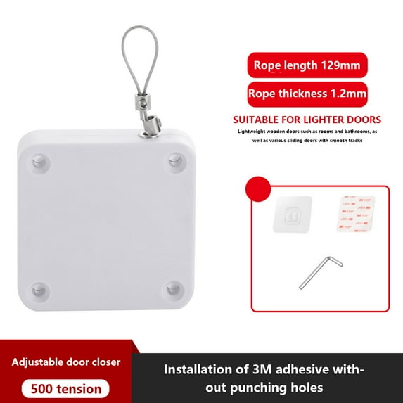 Puhuiying No-hole Cushioning Mute Pull Rope Door Closer Telescopic Sliding Door Office Bedroom Door Automatic Return Door Closer(E)