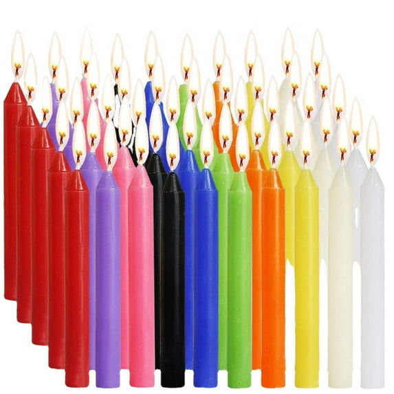 Puhuiying Set of 100 Unscented 4-Inch Mini Chime Ritual Spell Taper Candles in Assorted Colors for Parties and Ceremonies(Multicolored)