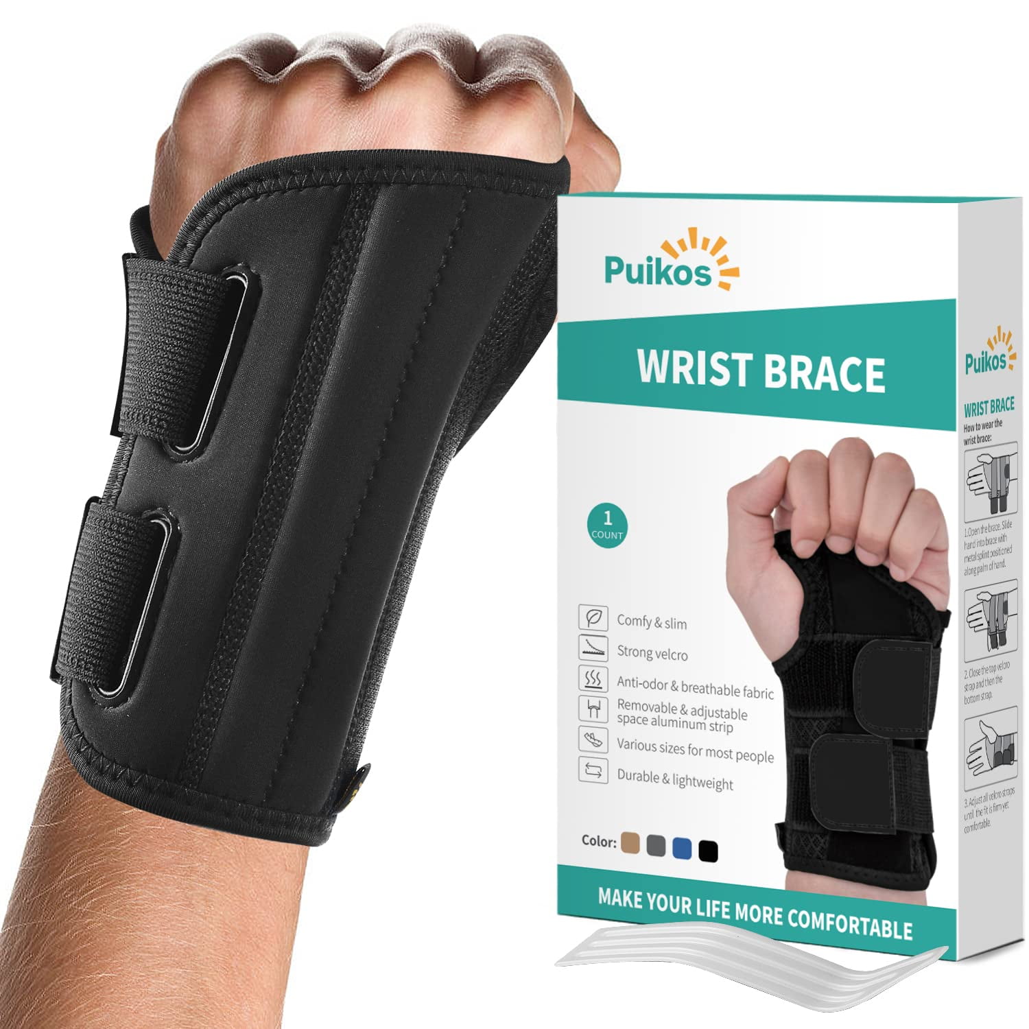Puikos Wrist Brace for Carpal Tunnel Wrist Support Brace Hand Brace
