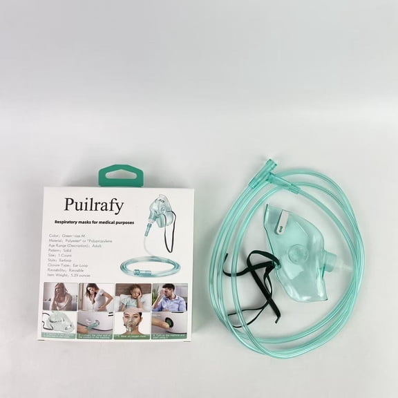 Puilrafy Respiratory masks for medical purposes ,1Pack Oxygen Mask with Tubing and Adjustable Elastic Strap - Adult Size L