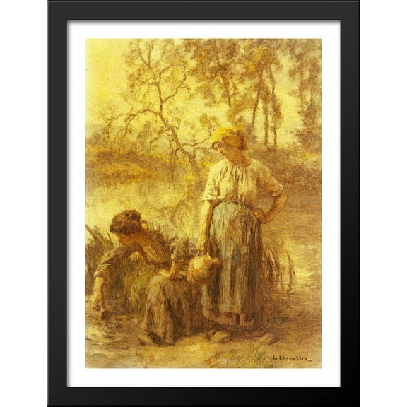 Puiseuses d'eau 28x38 Large Black Wood Framed Print Art by Leon Augustin L'Hermitte