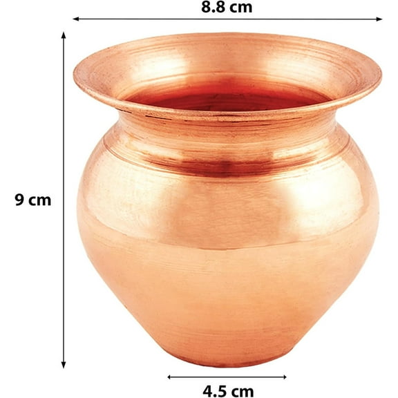 Puja Copper Kalash Handmade Indian Copper Kalash, Kalash Lota for Festival Puja