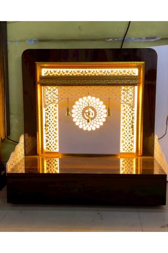 Puja Mandir For Home / Designer Customized Wooden Temple For Home / Wall Hanging And Table Top Mandir / Temple With LED Lights / Mandapam