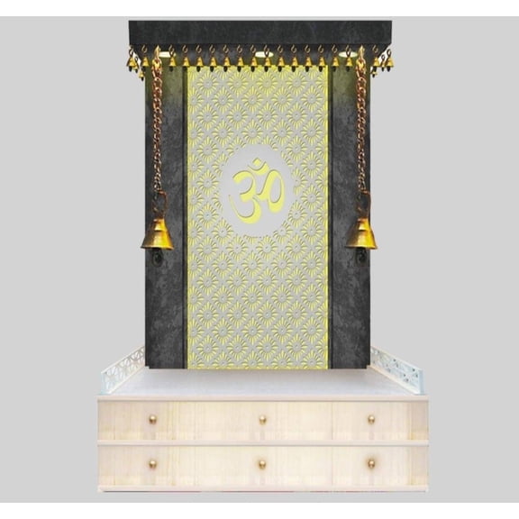 Puja Mandir / Wooden Large Temple With LED Lights For Home And Office / Wooden Temple / Textured Desginer Wooden Mandir Size-60x36x18 HxWxL