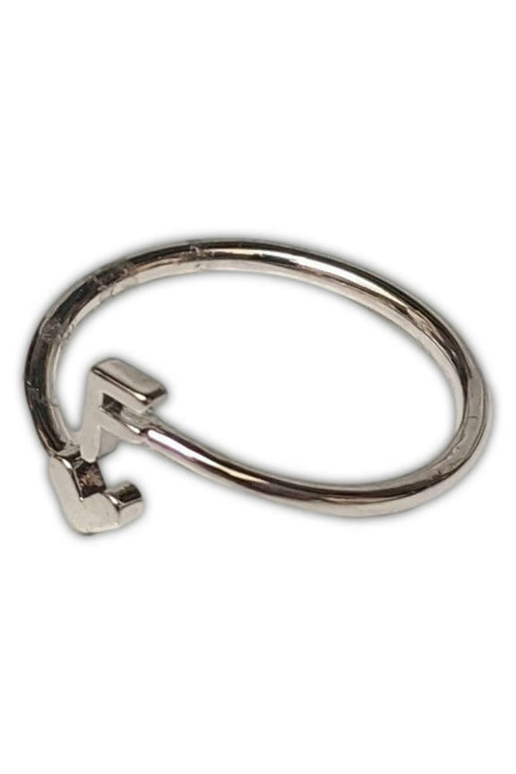 Fashion Metal Heart Ring - MONOGRAM INITIAL Letter F - Size 7