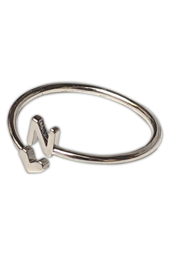 Fashion Metal Heart Ring - MONOGRAM INITIAL Letter N - Size 7