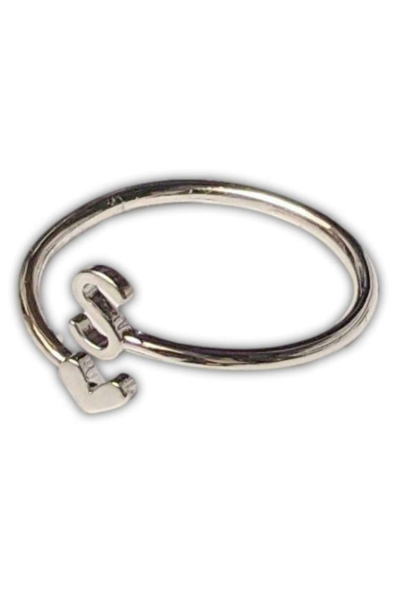 Fashion Metal Heart Ring - MONOGRAM INITIAL Letter S - Size 7