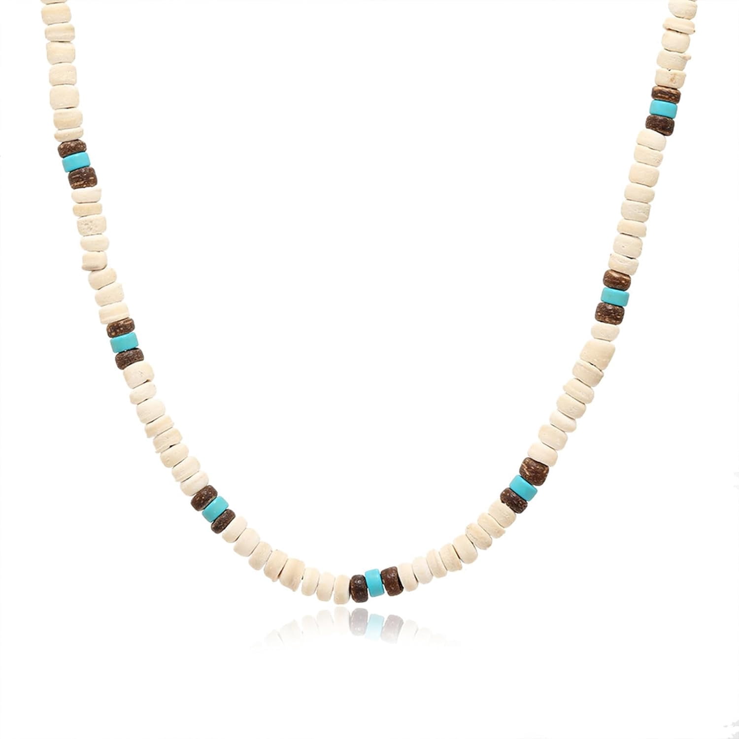 White Seashell Necklace Boho Shell Choker Necklace - Adjustable Puka Shell Beach Necklace With Colorful Beads Starfish Necklace