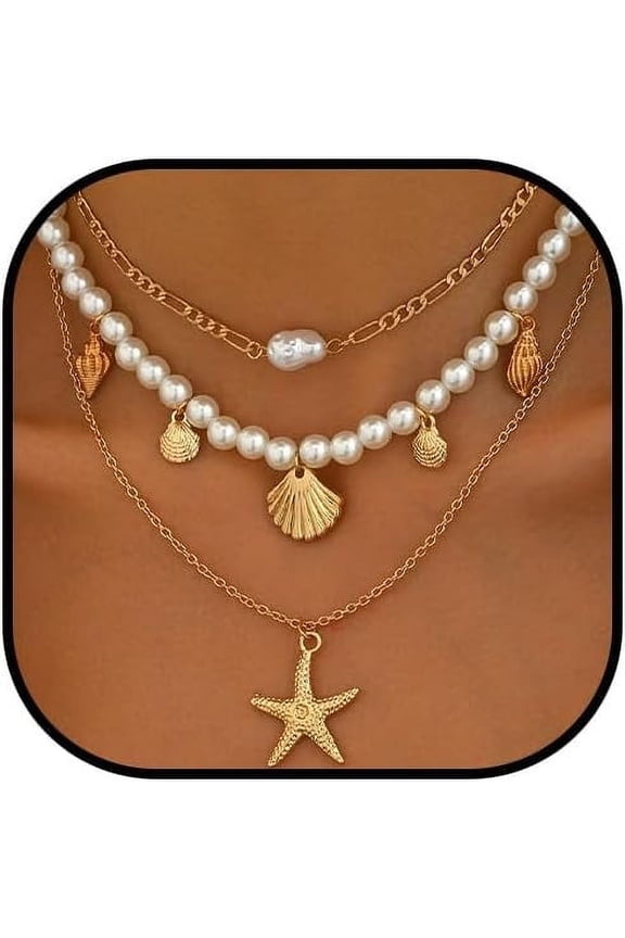 Puka Shell Necklace Starfish Necklace Seashell Choker Necklaces for Women Beach Vacation Essentials Summer Outfits for Women Boho Western Beach Surfer Jewelry