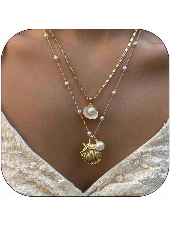 Puka Shell Necklace Starfish Necklace Seashell Choker Necklaces for Women Beach Vacation Essentials Summer Outfits for Women Boho Western Beach Surfer Jewelry