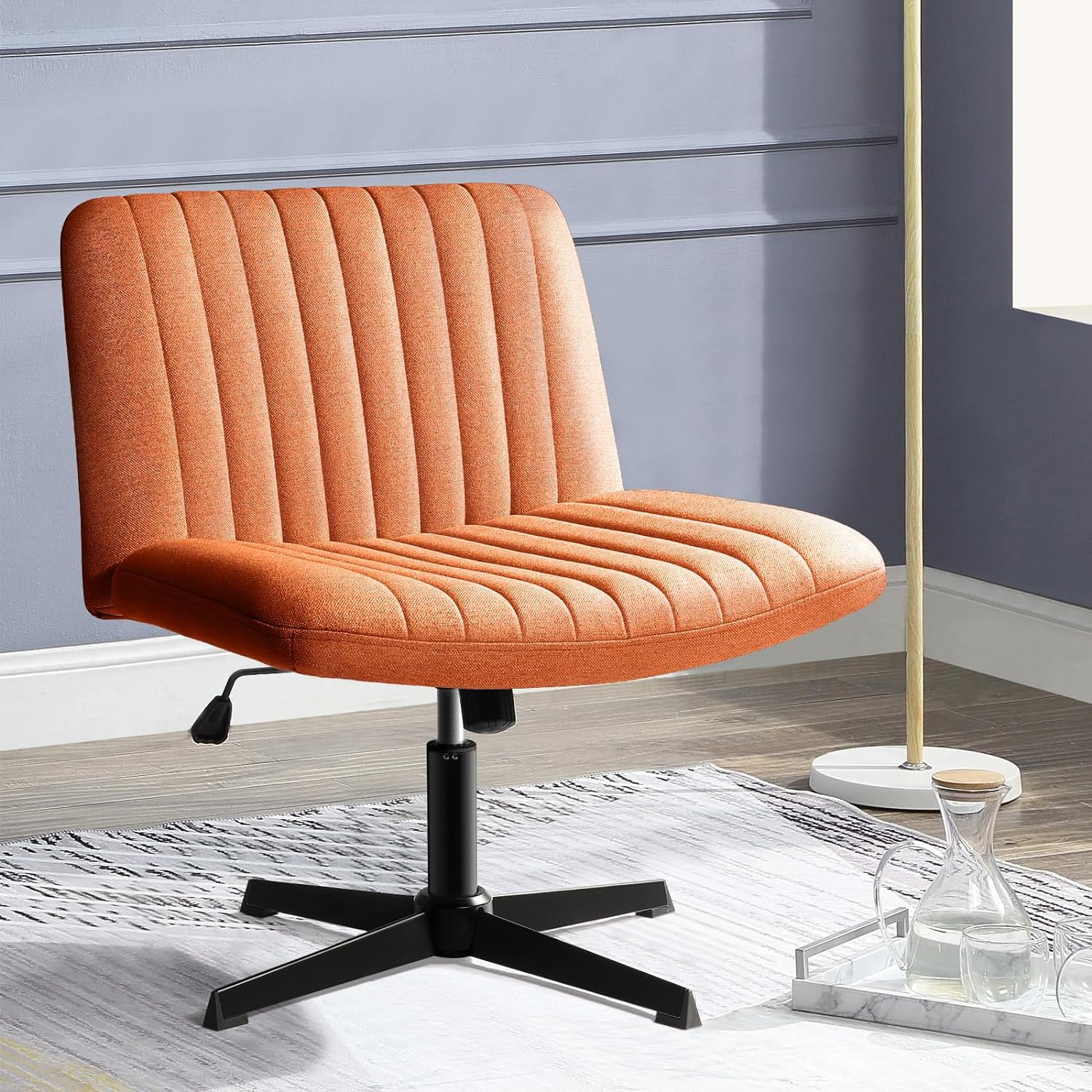 Pukami Indoor Mid Back Height Adjustment and 360 Degree Swivel Office Desk Chair, Brown