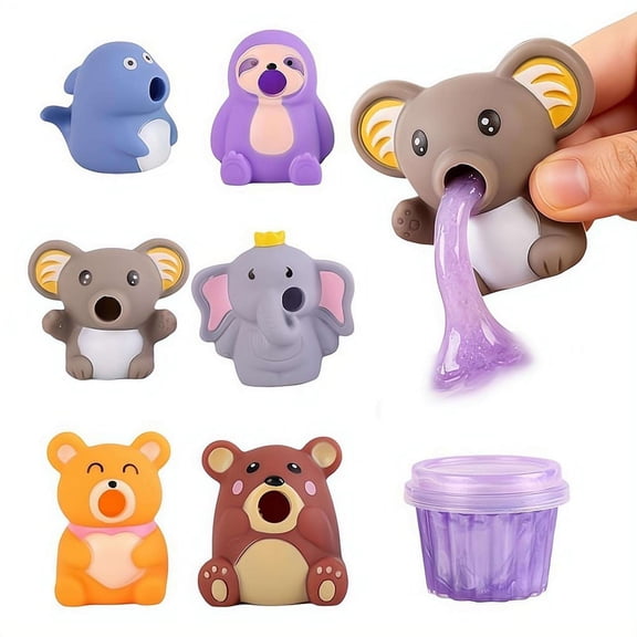 Puking Sucking Stress Relief Balls, Vomiting Animal Squeeze Toys, Funny Slime Sensory Fidget Toy for Adults Anxiety Relief, Novelty Gag Gifts, Birthday Classroom Prizes Party Favors