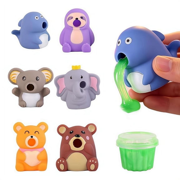 Puking Sucking Stress Relief Balls, Vomiting Animal Squeeze Toys, Funny Slime Sensory Fidget Toy for Adults Anxiety Relief, Novelty Gag Gifts, Birthday Classroom Prizes Party Favors