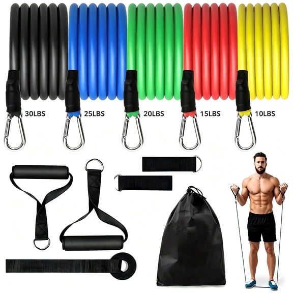 Pukitry 100Lbs Resistance Bands Set for Working Out, Workout Bands for Men and Women, Simple Exercising Bands Set for Strength Training Equipment at Home.