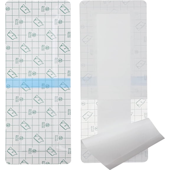 Pukitry 12 Pcs 4x12 Inch Waterproof Abdominal Incision Bandages - Post Hysterectomy Tummy Tuck Shower Protector, Island Dressing Tapes for Large Wound Care, Transparent & Breathable