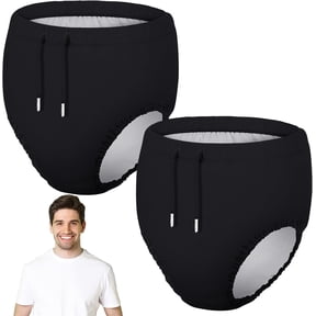 Pukitry 2 Pcs Reusable Adult Swim Diapers Special Needs Cloth Diaper Covers Washable Nappy Trunks Waterproof Leakproof for Postpartum Women Incontinence Protection Unisex(Black,S)