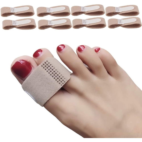 Pukitry 8 Pack Broken Toe Wraps, Fabric Toe Splint Toe Cushioned Bandages Finger Protectors Straightener Hammer Toe Separators