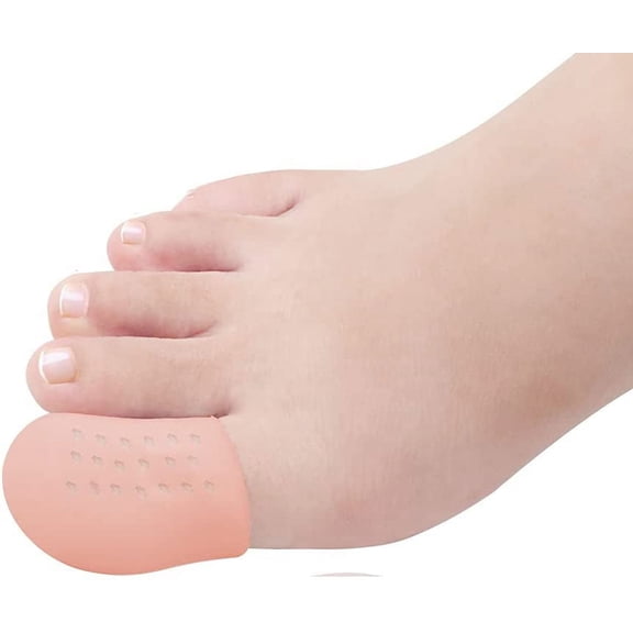 Pukitry Big Toe Cap Support, Beige Breathable Toe Protector 10 Pack Toe Cover Sleeves with Holes, Provides Relief from Missing or Ingrown Toenails, Corns, Blisters, Hammer Toes, Reduce Friction