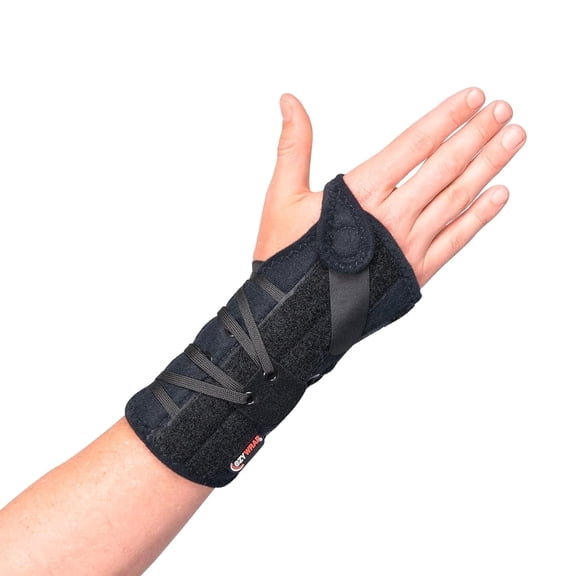 Pukitry Carpal Tunnel Wrist Brace Orthosis Adjustable Wrist Support with Lacing System & Removable StaysLeft-HandBlack