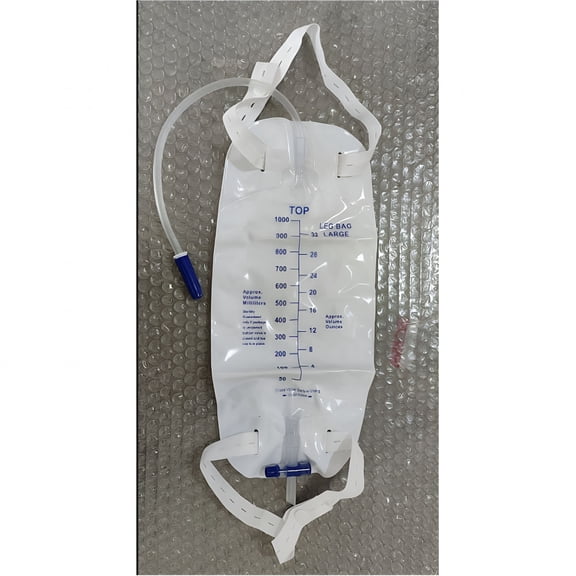 Pukitry Catheter Leg Bag 1000mL - Urinary Drainage Bag with Anti-Reflux Valve, Cloth Straps & Easy Flip Drain - Fits Foley & Most Catheters - Urine Holder for Men & Women - Clear, Discreet & Secure