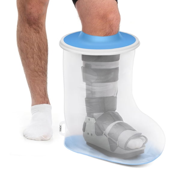 Pukitry Extra Wide Cast Cover for Leg in Shower with Non-Slip Bottom, Reusable TPU Large Shower Boots