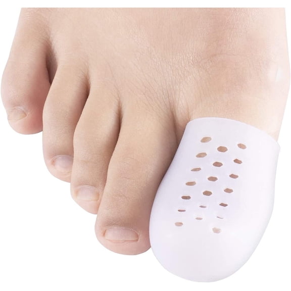 Pukitry Gel Big Toe Protectors, 10 Packs of Breathable Big Toe Caps, Silicone Toe Covers for Big Toe, Calluses, Blisters, Hammer Toe, Provide Pain Relief from Missing or Ingrown Toenails (White)