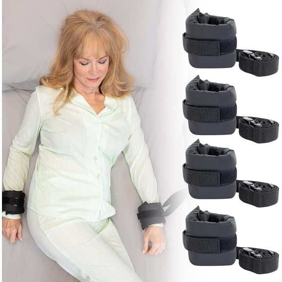 Pukitry Medical Bed Restraints for Wrists & Ankles (4 Pack) - Ultra | Comfortable, Easy-Clean Leg & Hand Restraints for Adults, Dementia Patients - Padded Safety Device for Headboard, Frame, Foot
