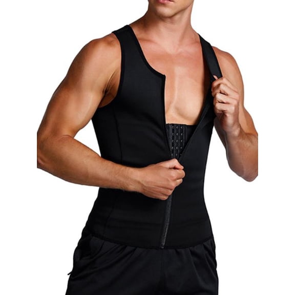 Pukitry Mens Sauna Workout Vest Tummy Control Neoprene Waist Trainer Body Shaper Compression Girdle