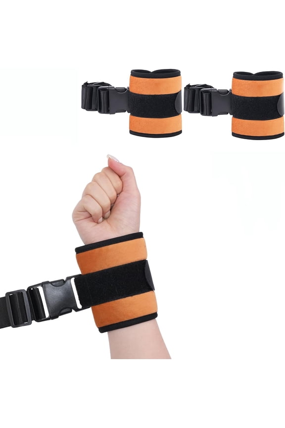 Patient Medical Restraints with Quick Release Buckles, Bed Restraints Belts for Wrists and Ankles, Limb Holder Movement Limited Ties for Hands and Legs (2Pcs-Velour) (Orange)