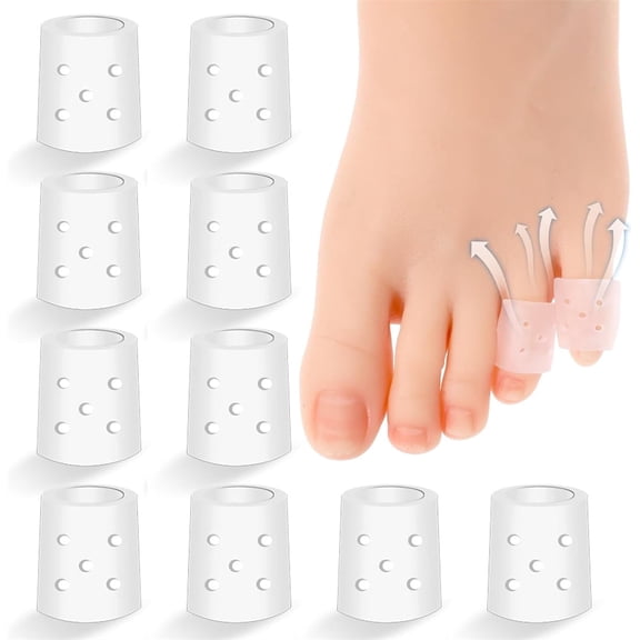 Pukitry Pinky Toe Protector, 16Pcs Soft Silicone Toe Sleeves for Men and Women, Anti-Friction Toe Covers Caps Clear Breathable Gel Toe Protector for Corns, Blisters and Pain Relief