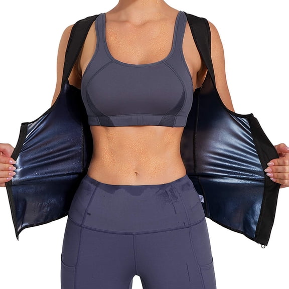Pukitry Sauna Suit for Women Waist Trainer Vest for Women Sweat Tank Top Shaper for Women with Zipper Adjustable for Workout Gym