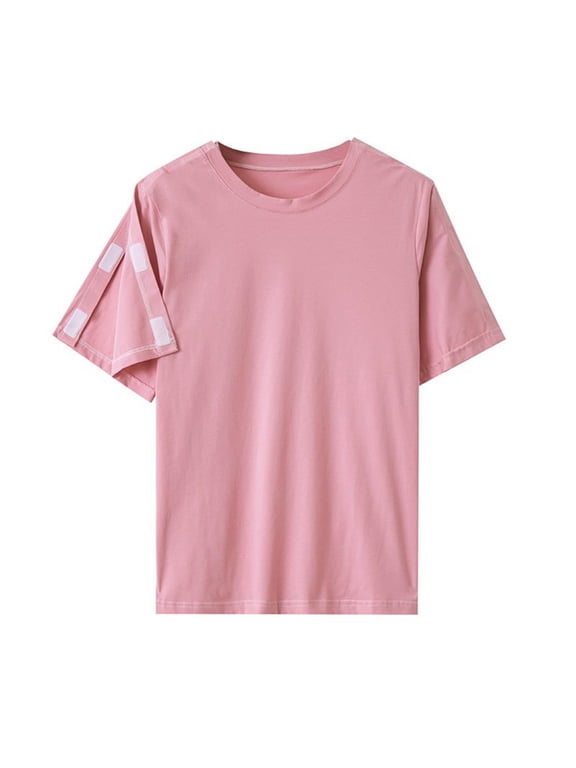 Shoulder Surgery Shirts for Women Left and Right Side Snap Access Recovery Short Sleeve T Shirt Snap-Open Arm Shoulder Recovery Clothing