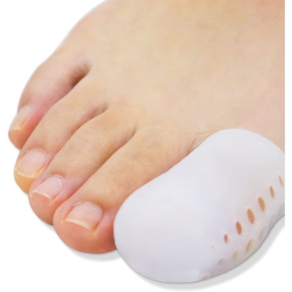 Pukitry Toe Cover Gel Protectors Breathable Toe Sleeves for Missing or Ingrown Toenails, Greek Toe and Hammer Toe PACK of 10 (White)