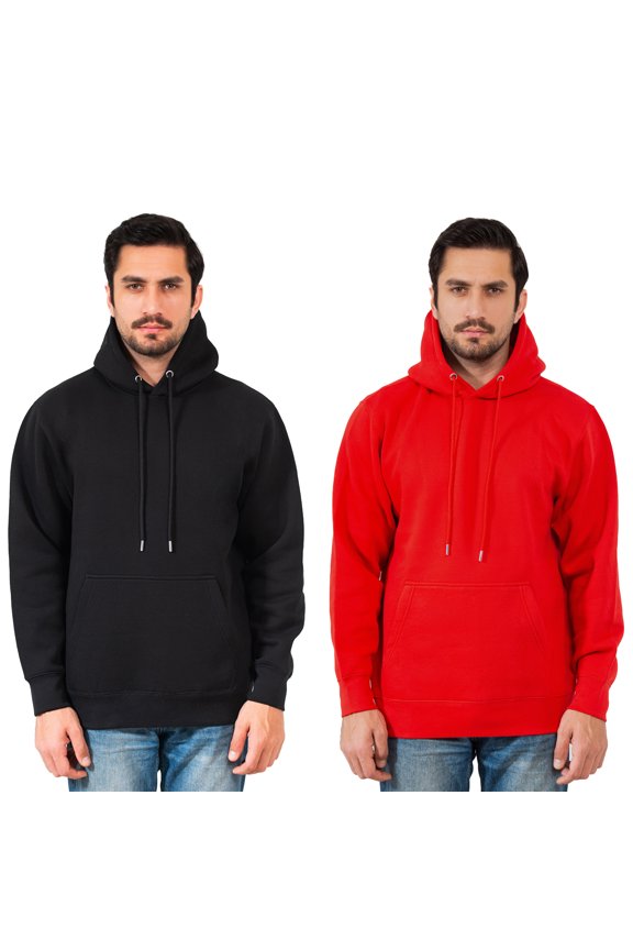 Adult Heavyweight 320 GSM Fleece Hoodie Multipack Set, Black + Red, MD