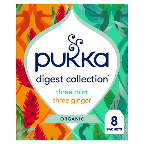 Pukka Organic Digest Collection Herbal Tea with Mint & Ginger 8's, British Import (Pack of 3)