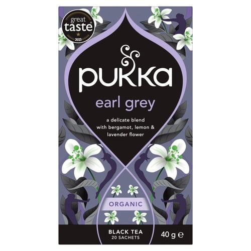 Pukka Organic Earl Grey Tea 20 Home Compostable Black Tea Bags 20's, British Import (Pack of 3)