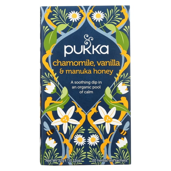 Pukka Organic Herbal Tea, Chamomile Vanilla Manuka Honey, Tea Bags 20 Count Box