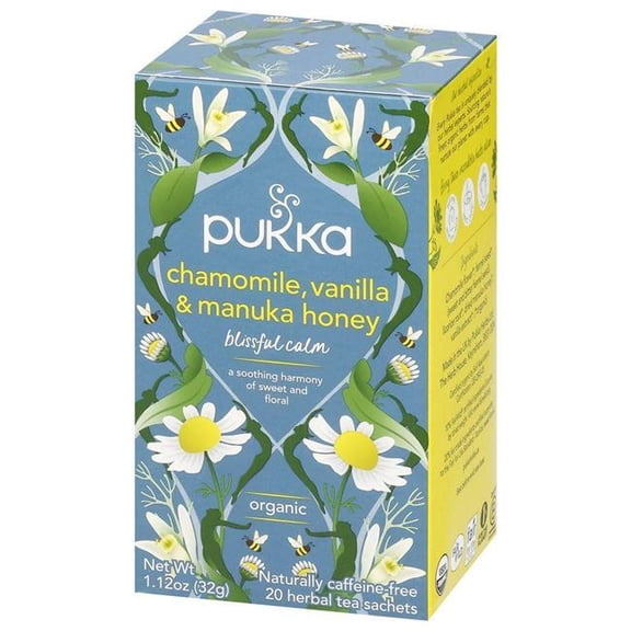 Pukka Organic Herbal Tea, Chamomile Vanilla Manuka Honey, Tea Bags 20 Count Box