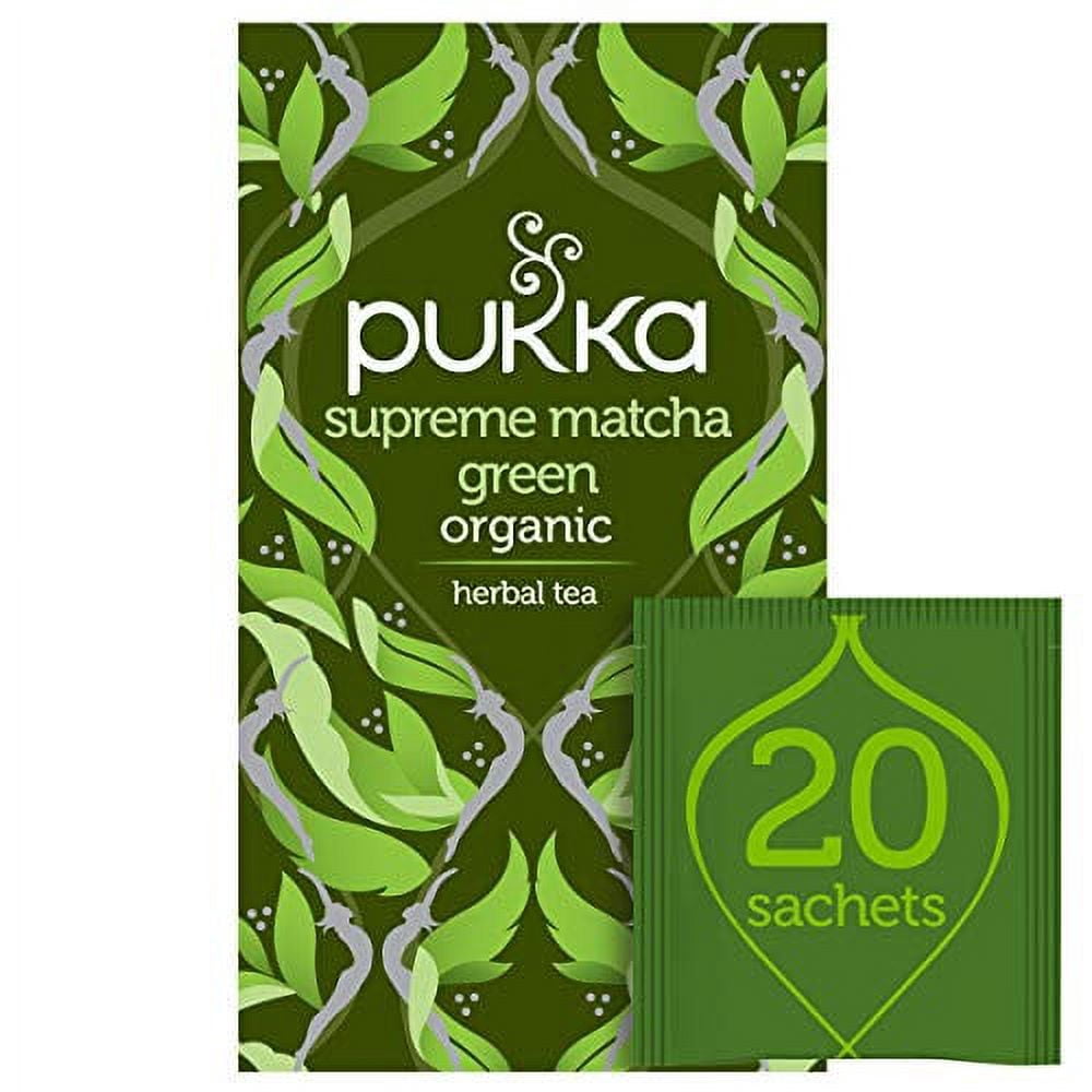 Pukka Organic Supreme Matcha Green Herbal Tea 20 Green Tea Bags 30g, Imported from Britain