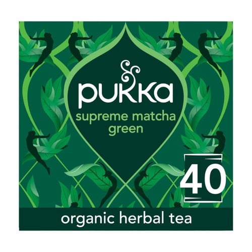 Pukka Organic Supreme Matcha Green Herbal Tea Bags 40's, British Import (Pack of 2)