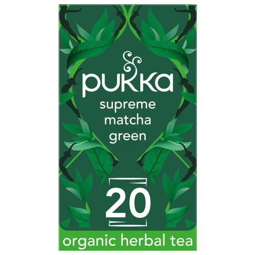 Pukka Organic Supreme Matcha Green Herbal Tea Compostable Green TeaBags 20's, British Import (Pack of 3)