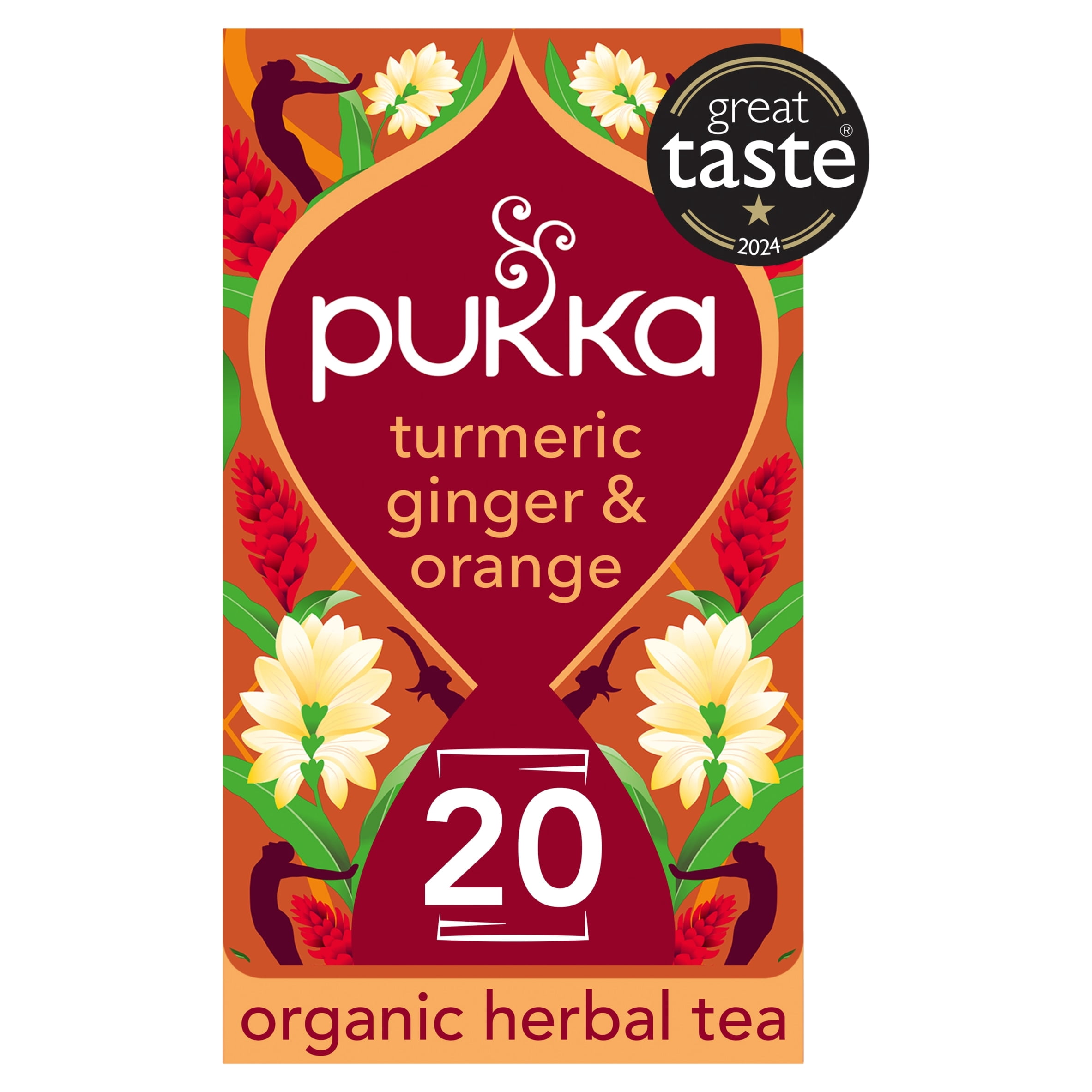 Pukka Organic Turmeric, Ginger & Orange Tea 20 Herbal Tea Bags 36g, Imported from Britain
