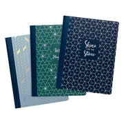 Pukka Pad Glee Composition Notebooks 7.5" x 9.75" College Ruled 70 Sheets Assorted Colors 3/Pack