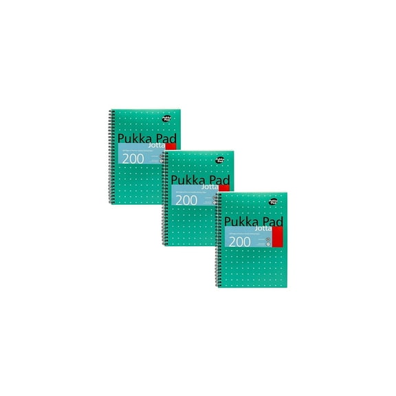 Pukka Pad Metallic Jotta Professional Notebooks 6.9" x 9.8" College Ruled 100 Sheets Green 3/Pack